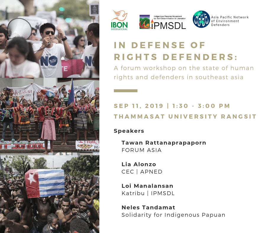 You are currently viewing In Defense of Rights Defenders: A Forum-Workshop on the State of Human Rights & Defenders in Southeast Asia